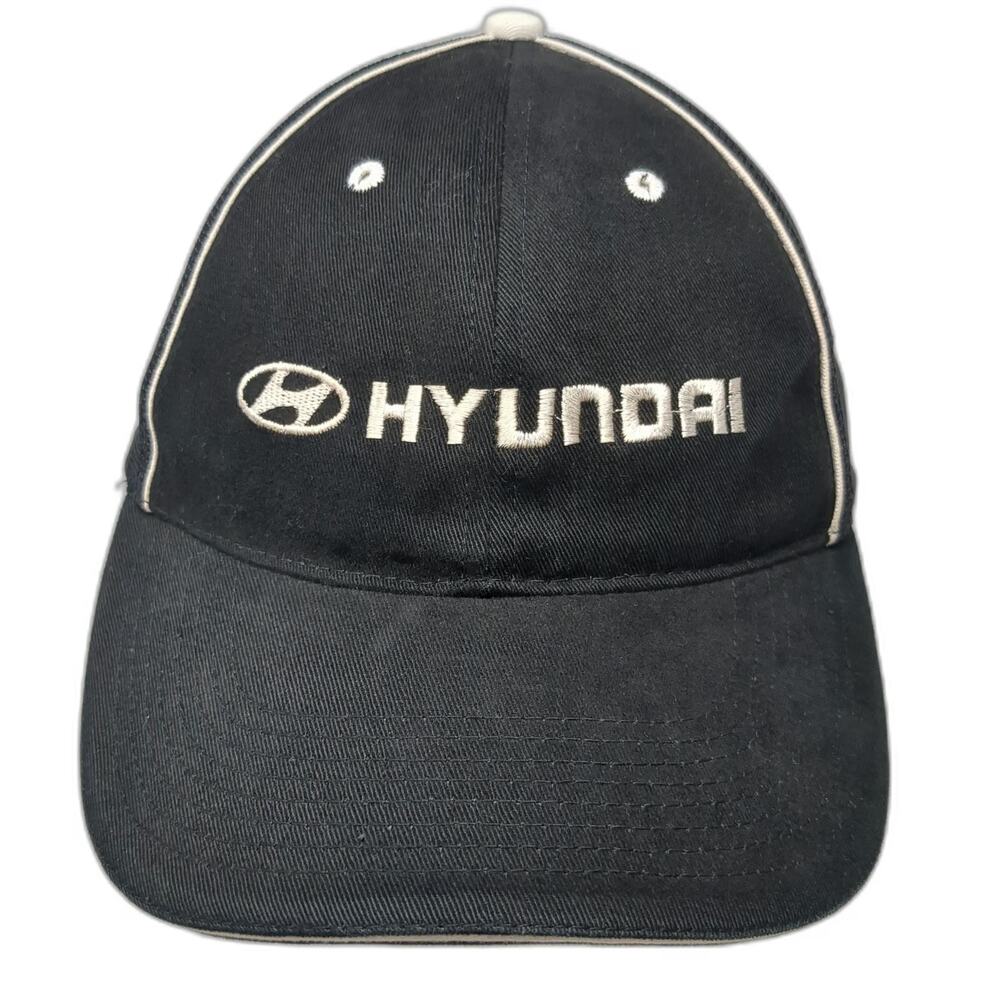 Hyundai Baseball Cap Black White One Size Mesh Back Embroidered Piping Hat